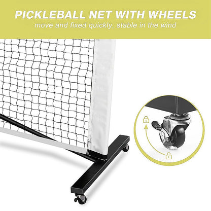 Portable 6.7m Pickleball Net Set - Heavy Duty Metal Frame with Wheels V63-953491