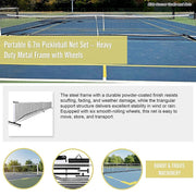 Portable 6.7m Pickleball Net Set - Heavy Duty Metal Frame with Wheels V63-953491
