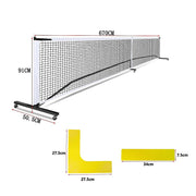 Portable 6.7m Pickleball Net Set - Heavy Duty Metal Frame with Wheels V63-953491