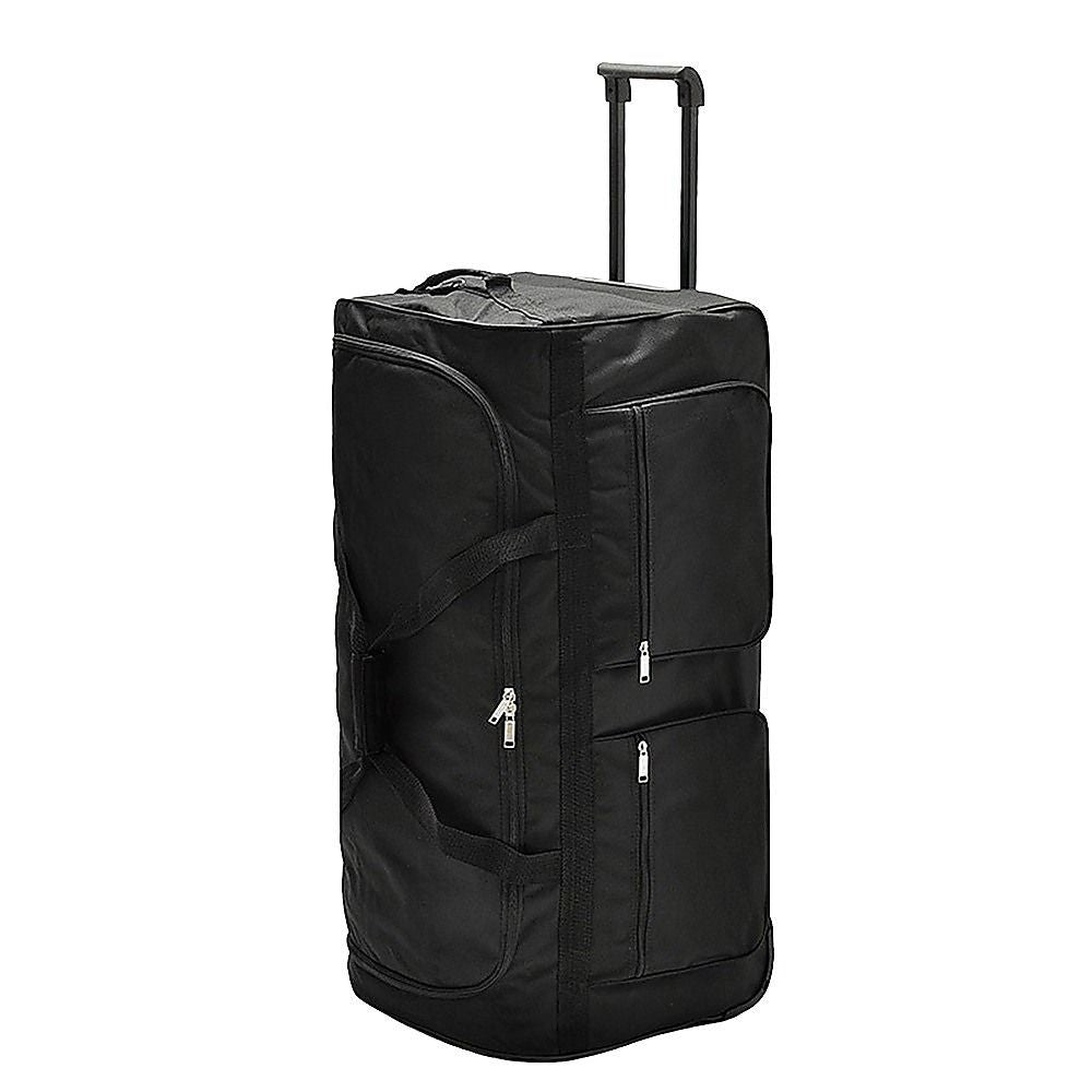 Large Black Wheeled Travel Duffle Bag Rolling Luggage Trolley for Sports and Getaways V63-953501