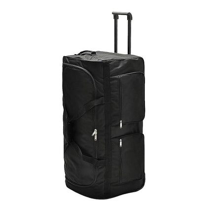 Large Black Wheeled Travel Duffle Bag Rolling Luggage Trolley for Sports and Getaways V63-953501