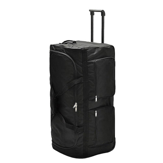 Large Black Wheeled Travel Duffle Bag Rolling Luggage Trolley for Sports and Getaways V63-953501