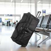 Large Black Wheeled Travel Duffle Bag Rolling Luggage Trolley for Sports and Getaways V63-953501