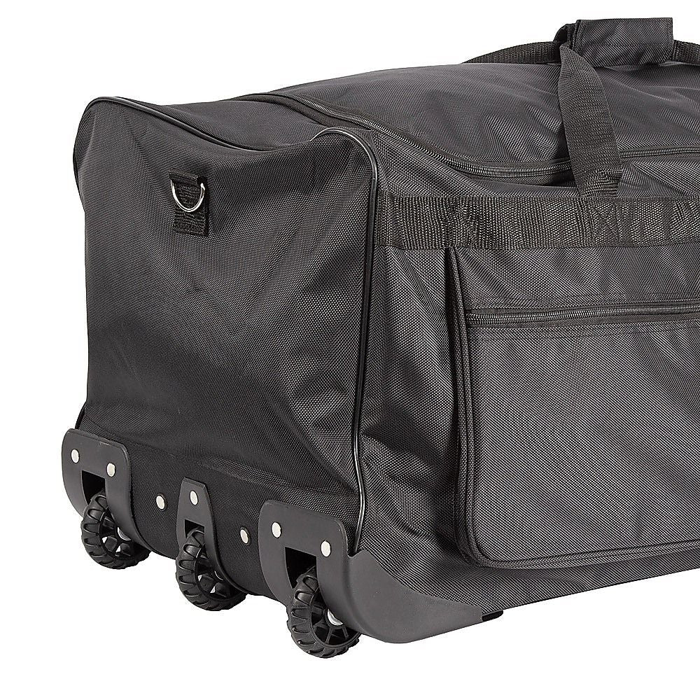 Large Black Wheeled Travel Duffle Bag Rolling Luggage Trolley for Sports and Getaways V63-953501