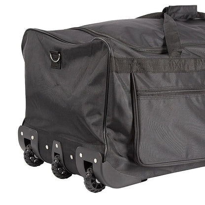 Large Black Wheeled Travel Duffle Bag Rolling Luggage Trolley for Sports and Getaways V63-953501