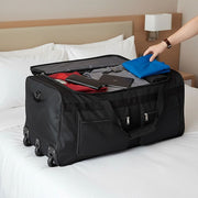 Large Black Wheeled Travel Duffle Bag Rolling Luggage Trolley for Sports and Getaways V63-953501
