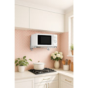 Stainless Steel Microwave Oven Wall Mount Bracket - Adjustable Shelf with Removable Hooks V63-953511
