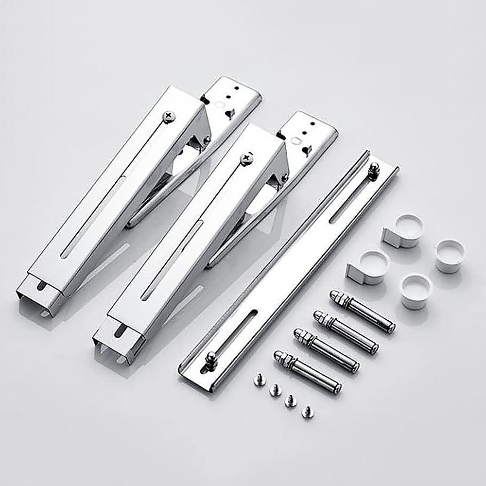 Stainless Steel Microwave Oven Wall Mount Bracket - Adjustable Shelf with Removable Hooks V63-953511