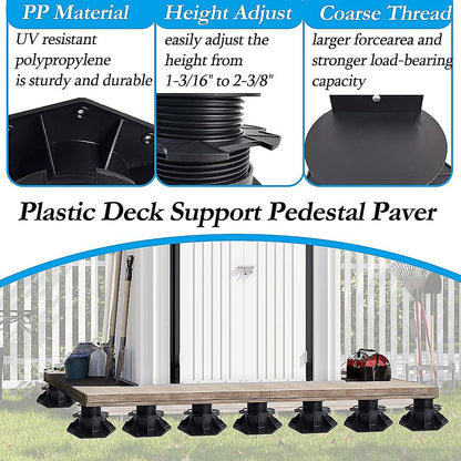 12 Pack Adjustable Deck Support Pedestals Deck Foundation Bases for Raised Outdoor Flooring V63-953521
