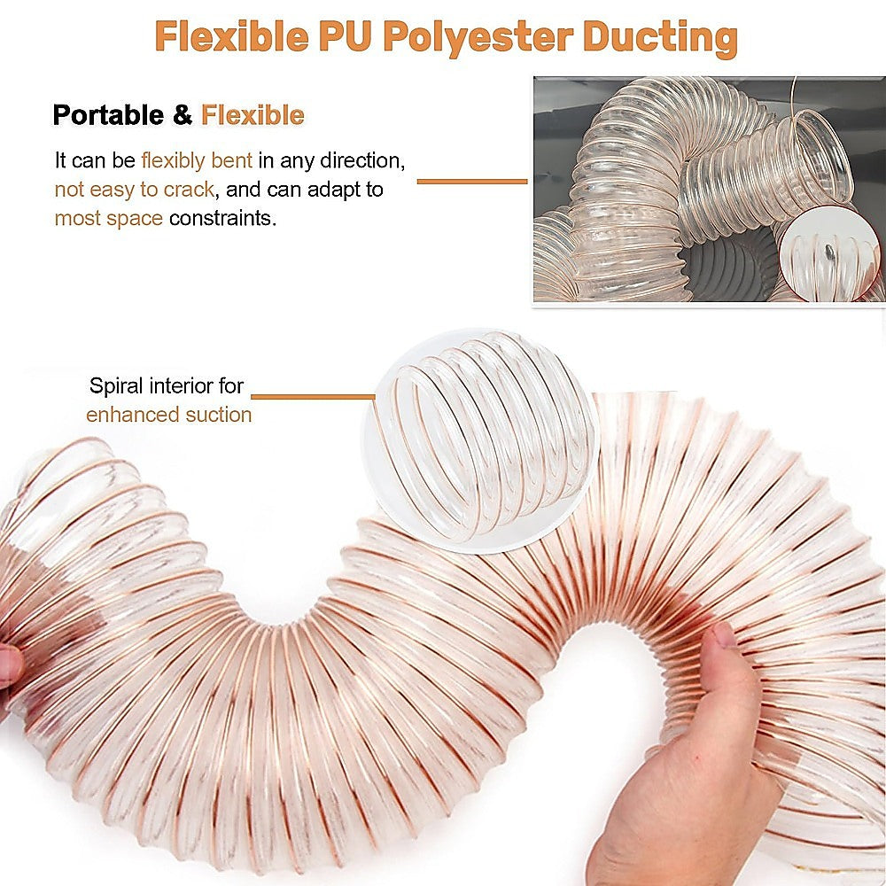 2m PU Flexible Ducting Hose - Clear Ventilation & Dust Extraction Tube for Woodworking & Fume Control V63-953531