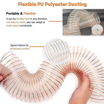 2m PU Flexible Ducting Hose - Clear Ventilation & Dust Extraction Tube for Woodworking & Fume Control V63-953531