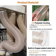 2m PU Flexible Ducting Hose - Clear Ventilation & Dust Extraction Tube for Woodworking & Fume Control V63-953531