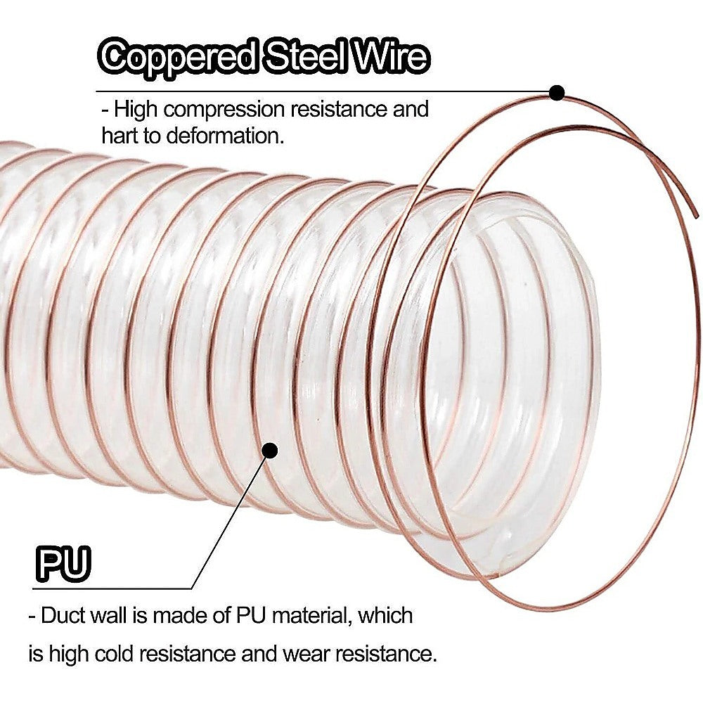 2m PU Flexible Ducting Hose - Clear Ventilation & Dust Extraction Tube for Woodworking & Fume Control V63-953531