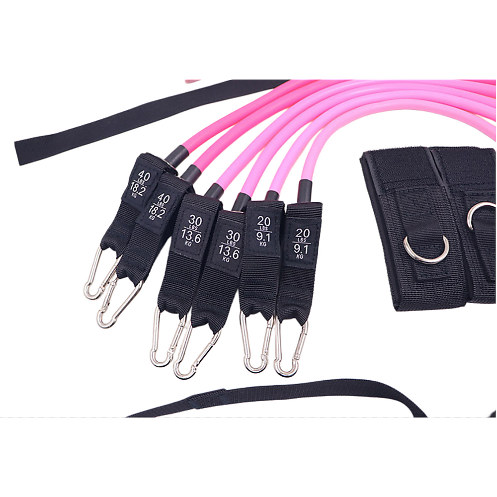 14pc Pilates Bar Kit with Resistance Bands & Belt - Home Fitness Pedal Puller V63-953551
