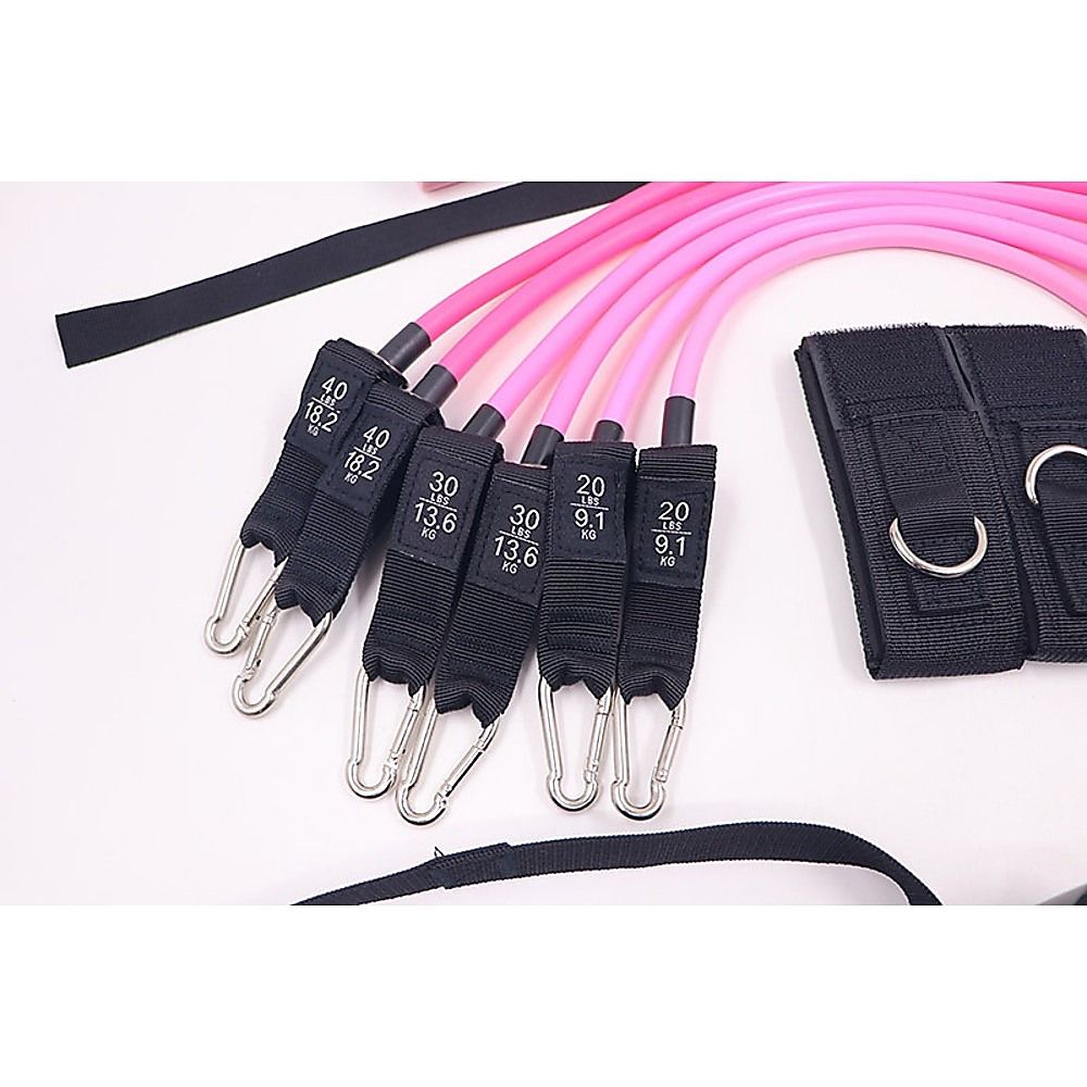 14pc Pilates Bar Kit with Resistance Bands & Belt - Home Fitness Pedal Puller V63-953551