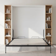Double Wall Bed in White Gloss – Space Saving Murphy Bed Kit with Silver Door Handle