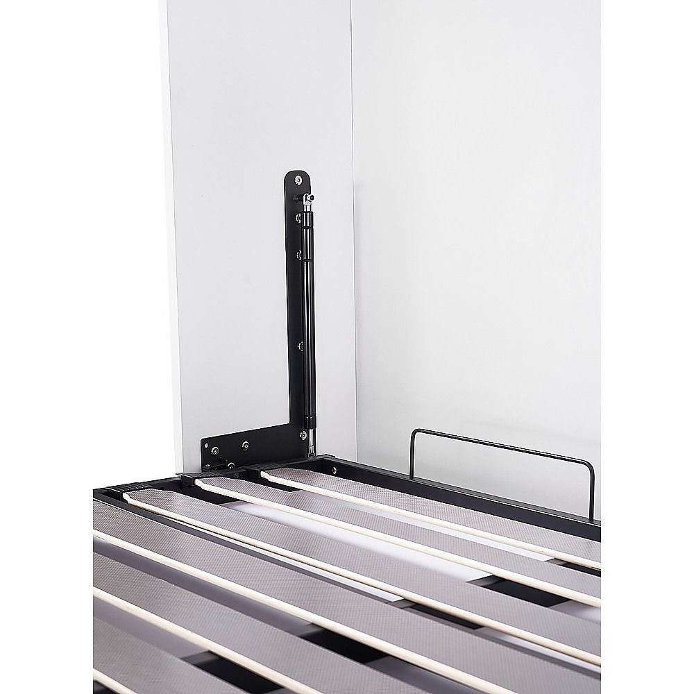 Double Wall Bed in White Gloss – Space Saving Murphy Bed Kit with Silver Door Handle