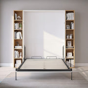 Double Wall Bed in White Gloss – Space Saving Murphy Bed Kit with Silver Door Handle