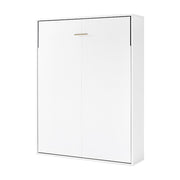 Double Wall Bed in White Gloss – Space Saving Murphy Bed Kit with Silver Door Handle