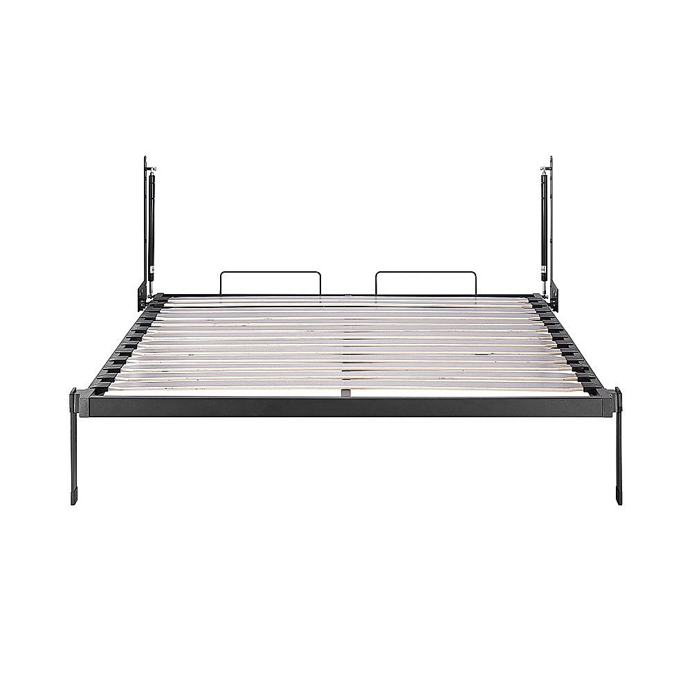 Double Wall Bed in White Gloss - Space Saving Murphy Bed Kit with Silver Door Handle V63-953701
