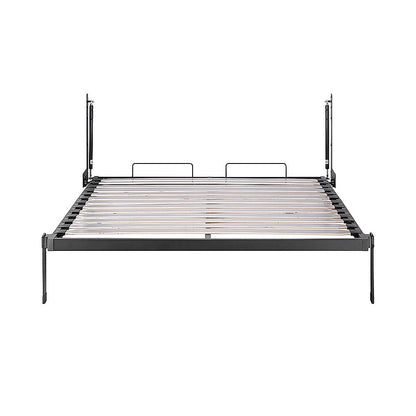 Double Wall Bed in White Gloss - Space Saving Murphy Bed Kit with Silver Door Handle V63-953701