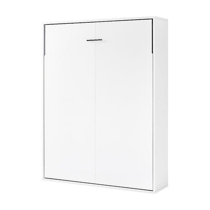 Double Wall Bed in White Gloss - Space Saving Murphy Bed Kit with Silver Door Handle V63-953701