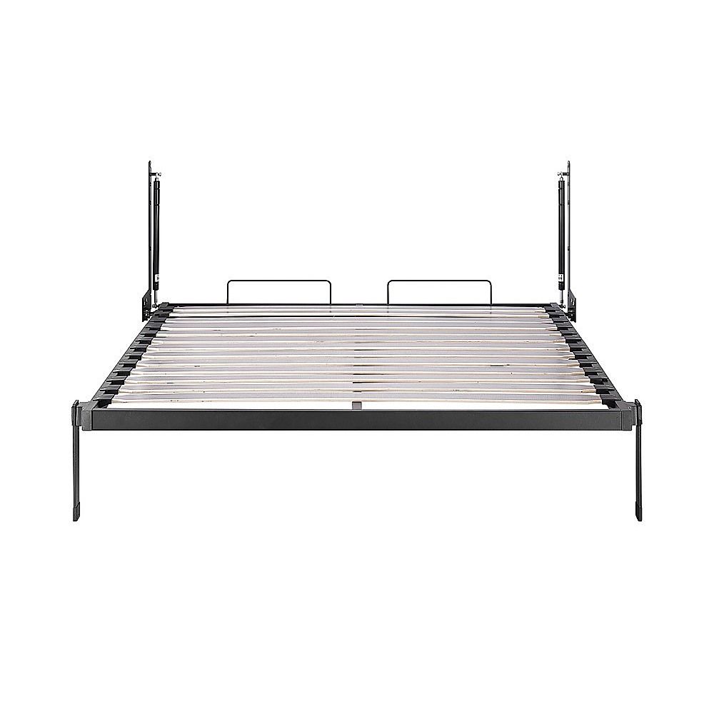 Double Wall Bed in White Gloss – Space Saving Murphy Bed Kit with Black Door Handle