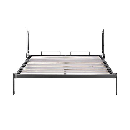 Double Wall Bed in White Gloss – Space Saving Murphy Bed Kit with Gold Door Handle