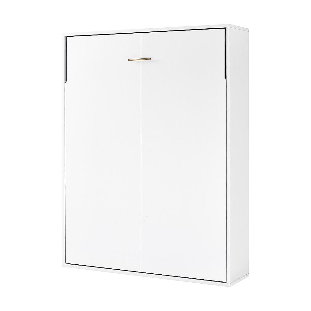 Double Wall Bed in White Gloss – Space Saving Murphy Bed Kit with Gold Door Handle