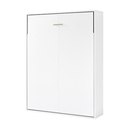 Double Wall Bed in White Gloss – Space Saving Murphy Bed Kit with Gold Door Handle