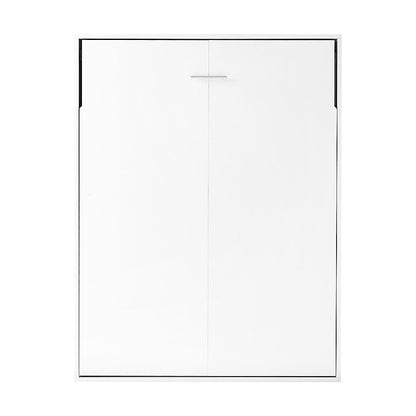 Double Wall Bed in White - Space Saving Murphy Bed Kit with Silver Door Handle V63-953731