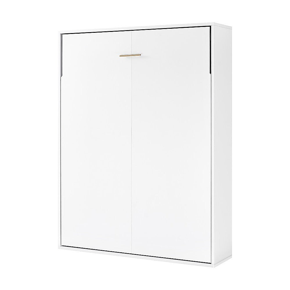 Double Wall Bed in White - Space Saving Murphy Bed Kit with Black Door Handle V63-953741