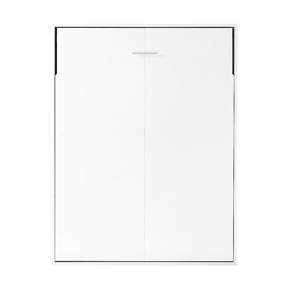 Double Wall Bed in White - Space Saving Murphy Bed Kit with Black Door Handle V63-953741