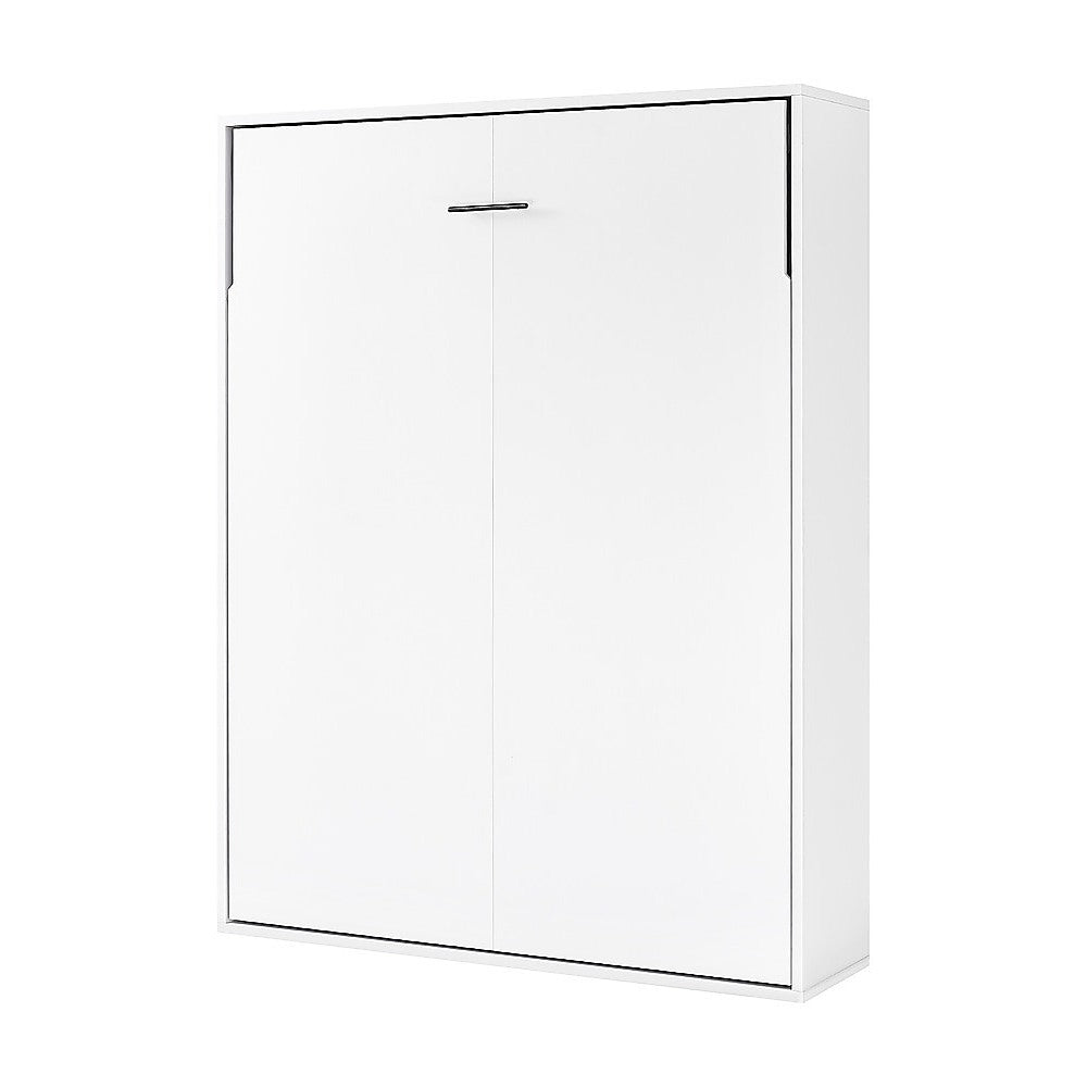 Double Wall Bed in White - Space Saving Murphy Bed Kit with Gold Door Handle V63-953751