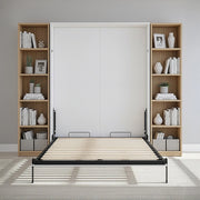 Queen Wall Bed in White Gloss – Space Saving Murphy Bed Kit with Silver Door Handle