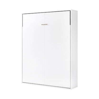 Queen Wall Bed in White Gloss - Space Saving Murphy Bed Kit with Black Door Handle V63-953771