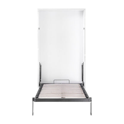 Single Wall Bed in White Gloss - Space Saving Murphy Bed Kit with Silver Door Handle V63-953791