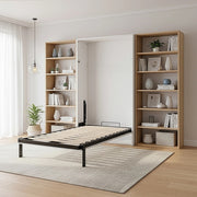 Single Wall Bed in White Gloss – Space Saving Murphy Bed Kit with Gold Door Handle
