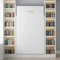 Single Wall Bed in White Gloss – Space Saving Murphy Bed Kit with Gold Door Handle