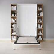 Single Wall Bed in White – Space Saving Murphy Bed Kit with Silver Door Handle