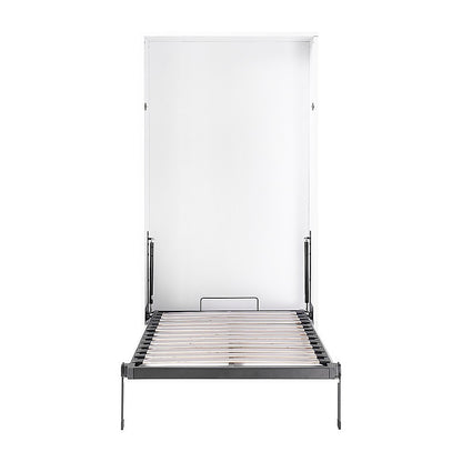 Single Wall Bed in White - Space Saving Murphy Bed Kit with Silver Door Handle V63-953821