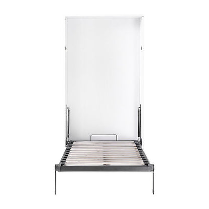 Single Wall Bed in White – Space Saving Murphy Bed Kit with Gold Door Handle