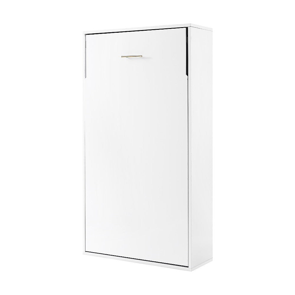 Single Wall Bed in White - Space Saving Murphy Bed Kit with Gold Door Handle V63-953841