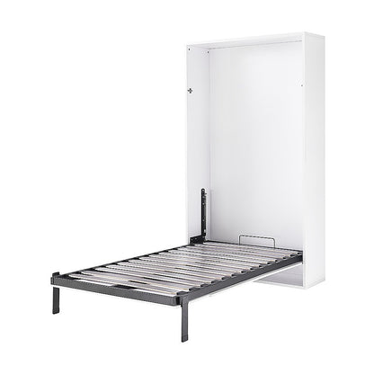 King-single Wall Bed in White Gloss - Space Saving Murphy Bed Kit with Black Door Handle V63-953861