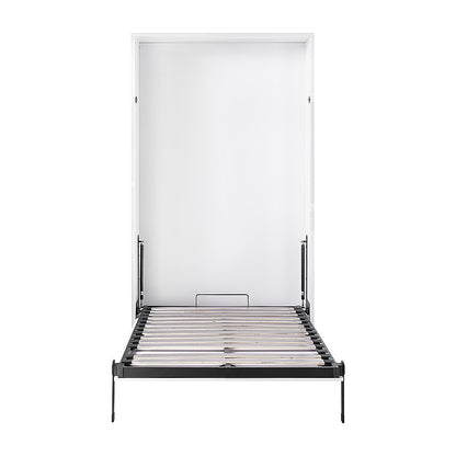 King-single Wall Bed in White Gloss - Space Saving Murphy Bed Kit with Black Door Handle V63-953861