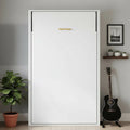 King-single Wall Bed in White Gloss – Space Saving Murphy Bed Kit with Gold Door Handle