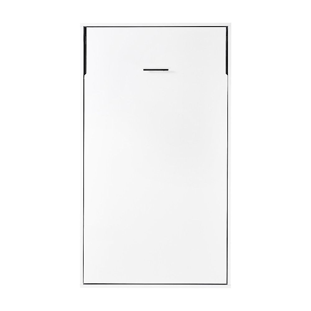 King-single Wall Bed in White Gloss – Space Saving Murphy Bed Kit with Gold Door Handle