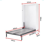 King-single Wall Bed in White Gloss – Space Saving Murphy Bed Kit with Gold Door Handle