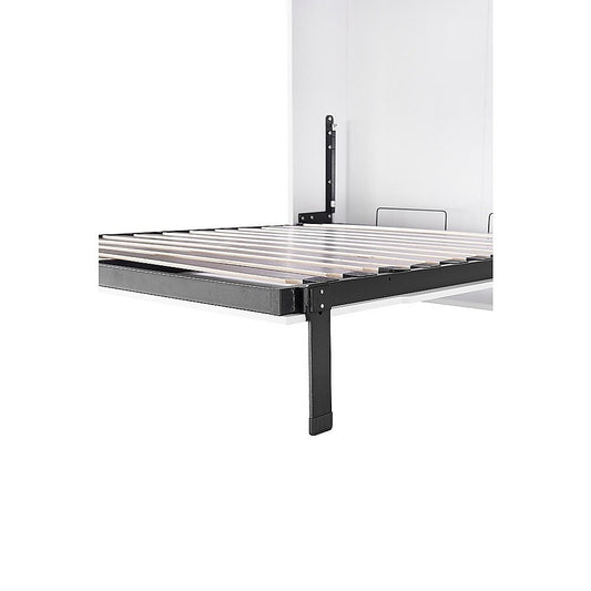 King-single Wall Bed in White – Space Saving Murphy Bed Kit with Silver Door Handle