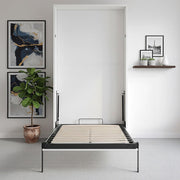 King-single Wall Bed in White – Space Saving Murphy Bed Kit with Silver Door Handle